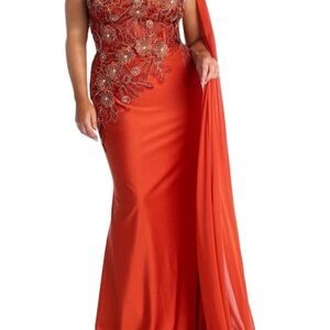 Chic One-Shoulder Orange Dress